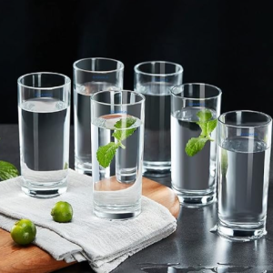 SYANKA Italian Premium Water and Juice Glasses Set of 6 Transparent, 300ml, Drinking Water Glasses Stylish and Crystal Highball Glasses for Water, Juice and Cocktails