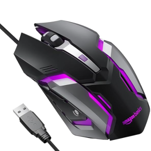 amazon basics Optical USB Gaming Mouse with LED Effect | Up to 3200 DPI | 7 LED Colours | 6 preprogrammed Buttons